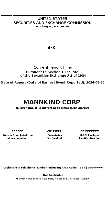 MNKD : 8-K Current report filing