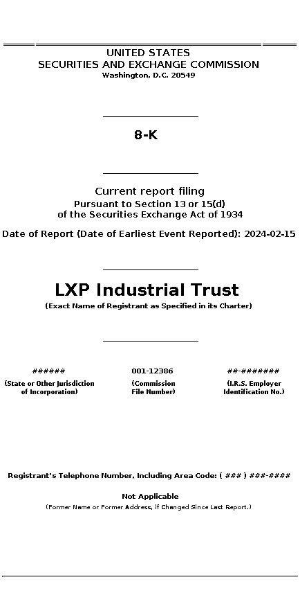 LXP : 8-K Current report filing