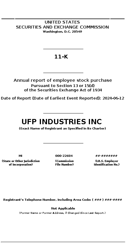 UFPI : 11-K Annual report of employee stock purchase