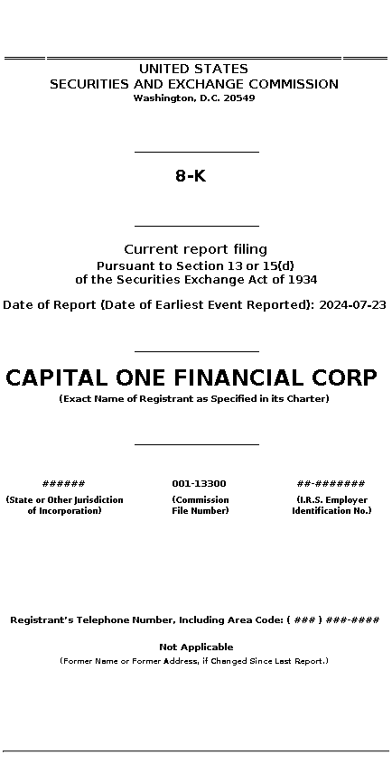 cof : 8-K Current report filing