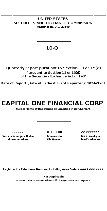 cof : 10-Q Quarterly report pursuant to Section 13 or 15(d)