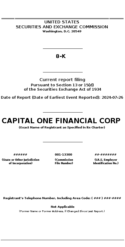 cof : 8-K Current report filing