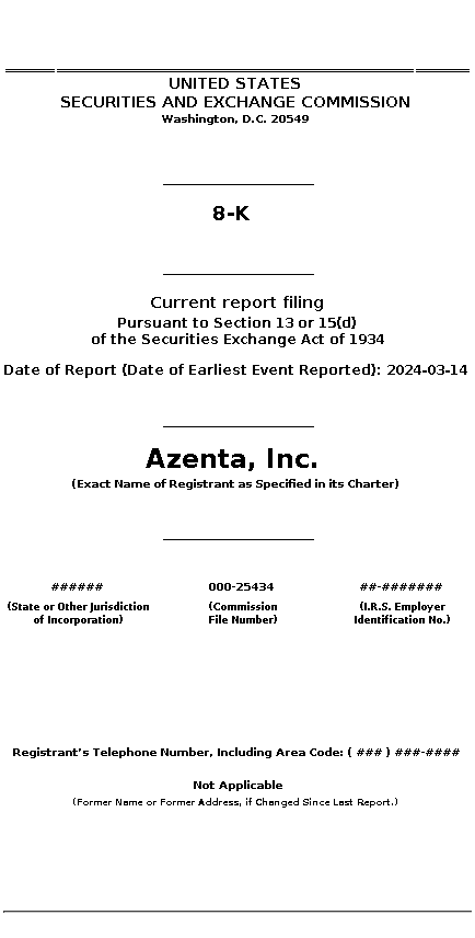 AZTA : 8-K Current report filing