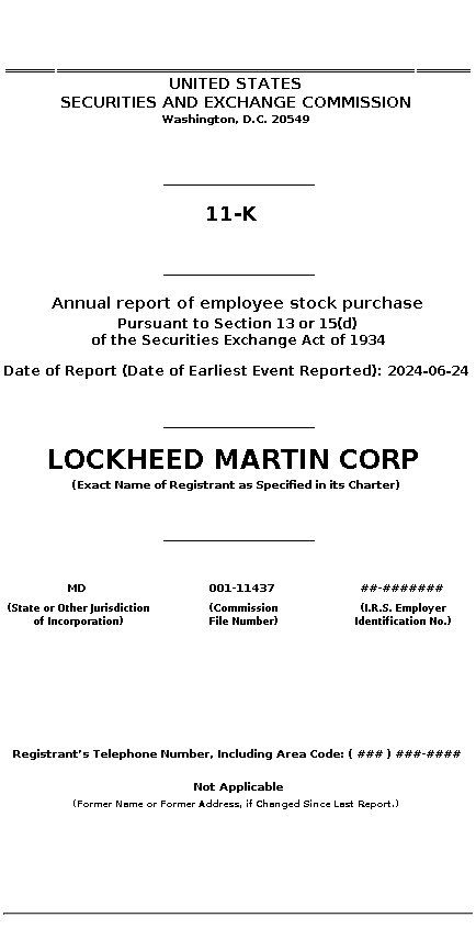 lmt : 11-K Annual report of employee stock purchase