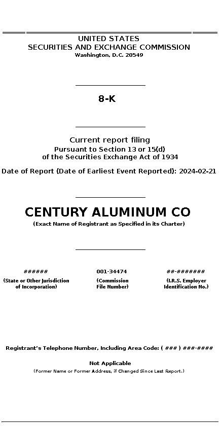 CENX : 8-K Current report filing