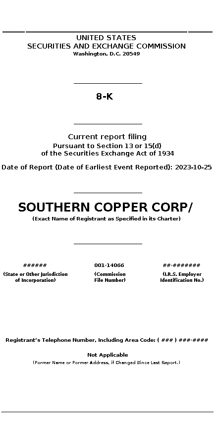 SCCO : 8-K Current report filing