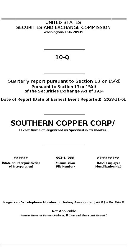 SCCO : 10-Q Quarterly report pursuant to Section 13 or 15(d)