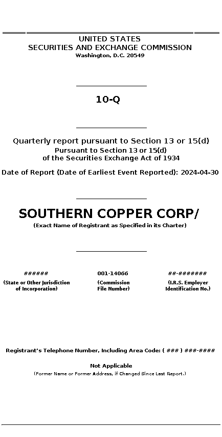 SCCO : 10-Q Quarterly report pursuant to Section 13 or 15(d)