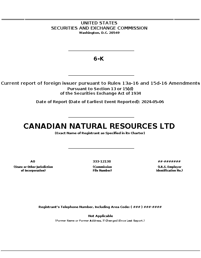 cnq : 6-K Current report of foreign issuer pursuant to Rules 13a-16 and 15d-16 Amendments