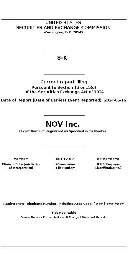 NOV : 8-K Current report filing