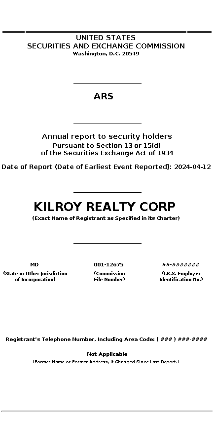 KRC : ARS Annual report to security holders