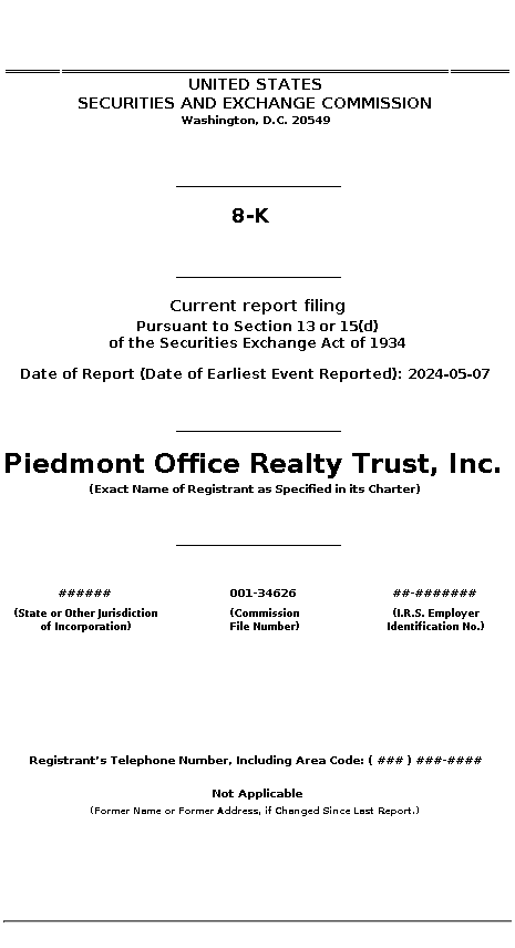 PDM : 8-K Current report filing