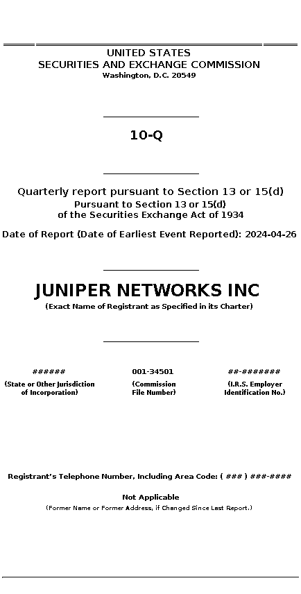 JNPR : 10-Q Quarterly report pursuant to Section 13 or 15(d)
