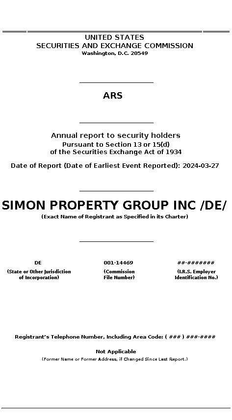 SPG : ARS Annual report to security holders