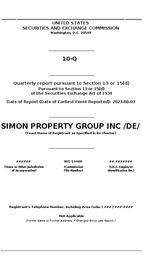 Simon Property Group Inc (SPG) 8-K Earnings Release, Other Events,  Regulated Disclosure - May 2022