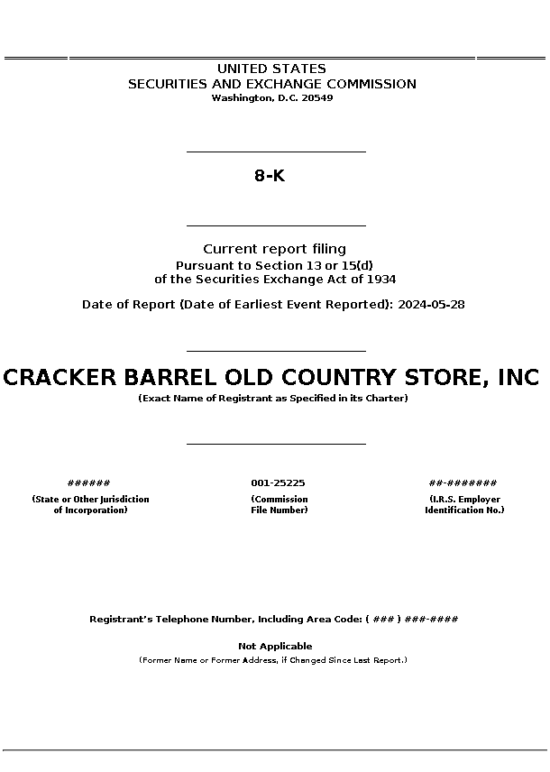 CBRL : 8-K Current report filing