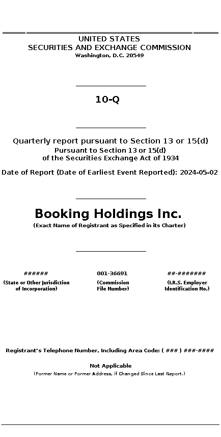 bkng : 10-Q Quarterly report pursuant to Section 13 or 15(d)