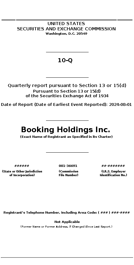 bkng : 10-Q Quarterly report pursuant to Section 13 or 15(d)