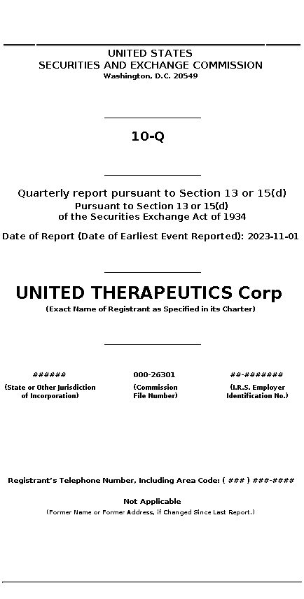 UTHR : 10-Q Quarterly report pursuant to Section 13 or 15(d)
