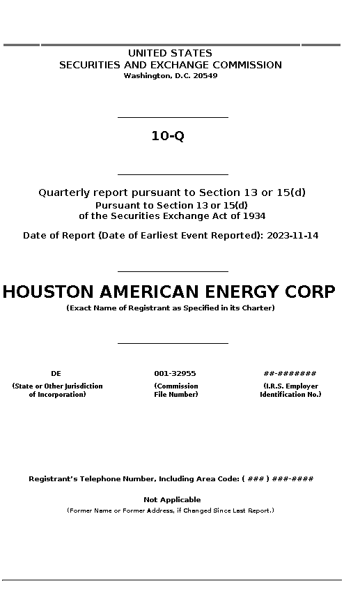 HUSA : 10-Q Quarterly report pursuant to Section 13 or 15(d)