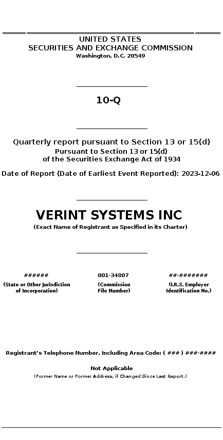VRNT : 10-Q Quarterly report pursuant to Section 13 or 15(d)