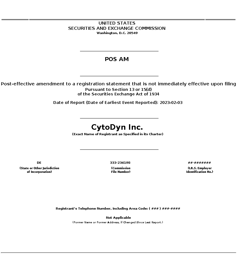 CYDY : POS AM Post-effective amendment to a registration statement that is not immediately effective upon filing