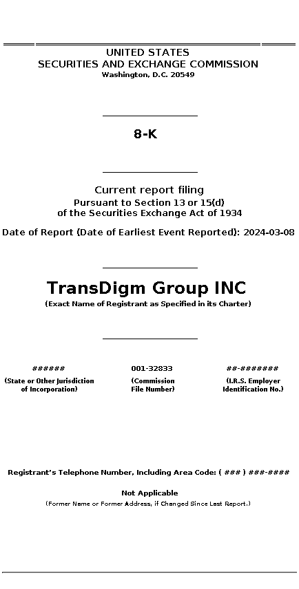 TDG : 8-K Current report filing