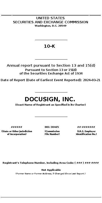 DOCU : 10-K Annual report pursuant to Section 13 and 15(d)
