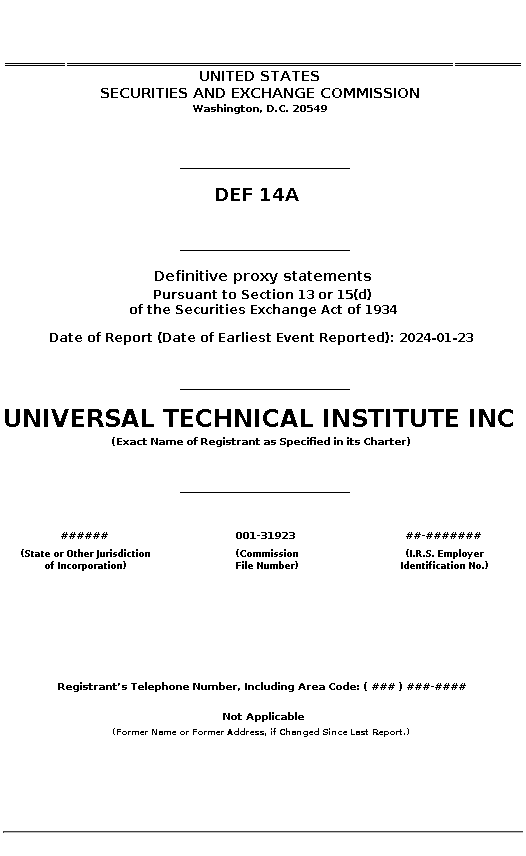 UTI : DEF 14A Definitive proxy statements