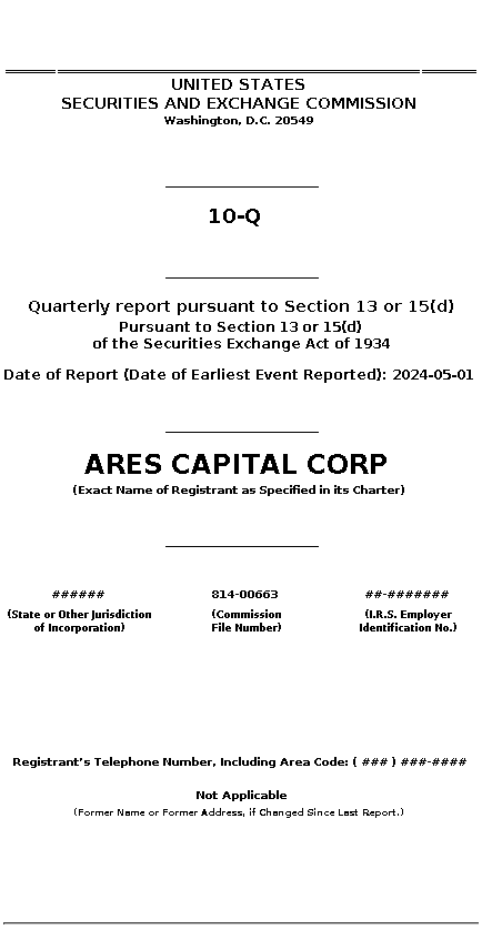 ARCC : 10-Q Quarterly report pursuant to Section 13 or 15(d)