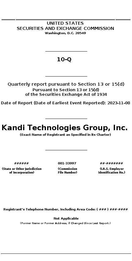 KNDI : 10-Q Quarterly report pursuant to Section 13 or 15(d)