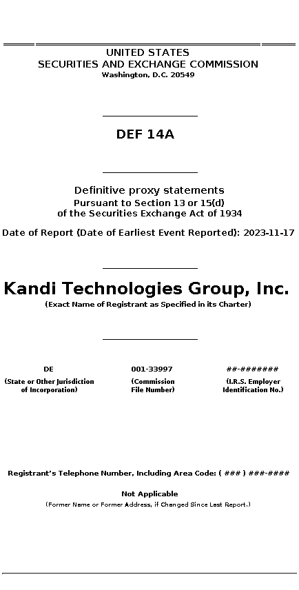 KNDI : DEF 14A Definitive proxy statements
