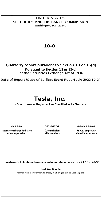 TSLA : 10-Q Quarterly report pursuant to Section 13 or 15(d)
