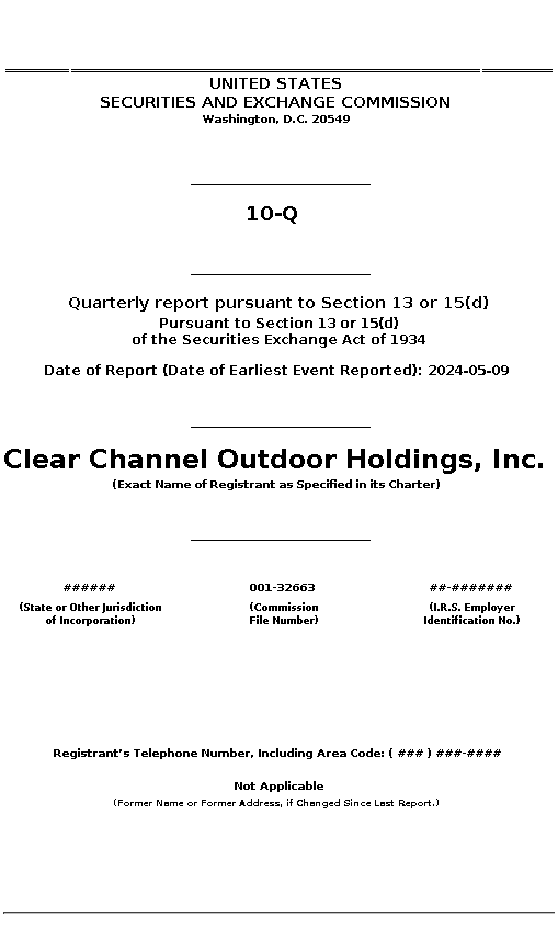 CCO : 10-Q Quarterly report pursuant to Section 13 or 15(d)