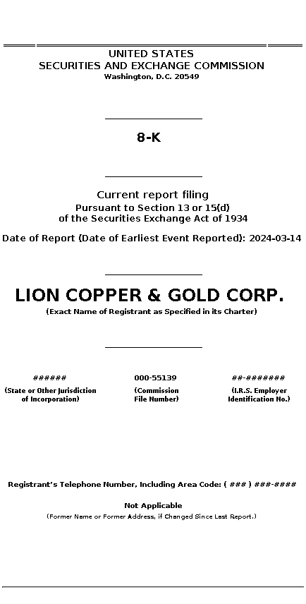 LCGMF : 8-K Current report filing