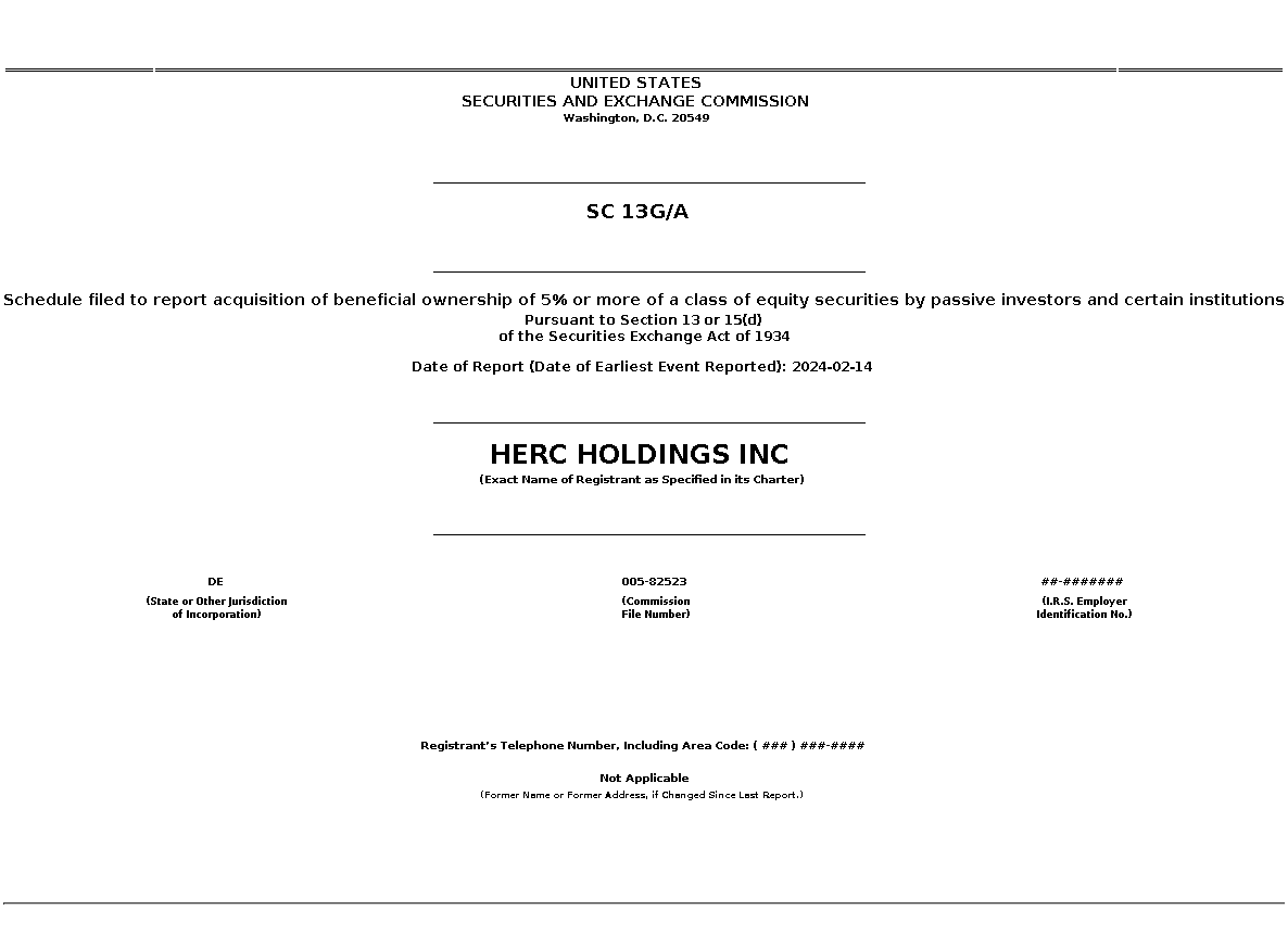 HRI : SC 13G/A Schedule filed to report acquisition of beneficial ownership of 5% or more of a class of equity securities by passive investors and certain institutions
