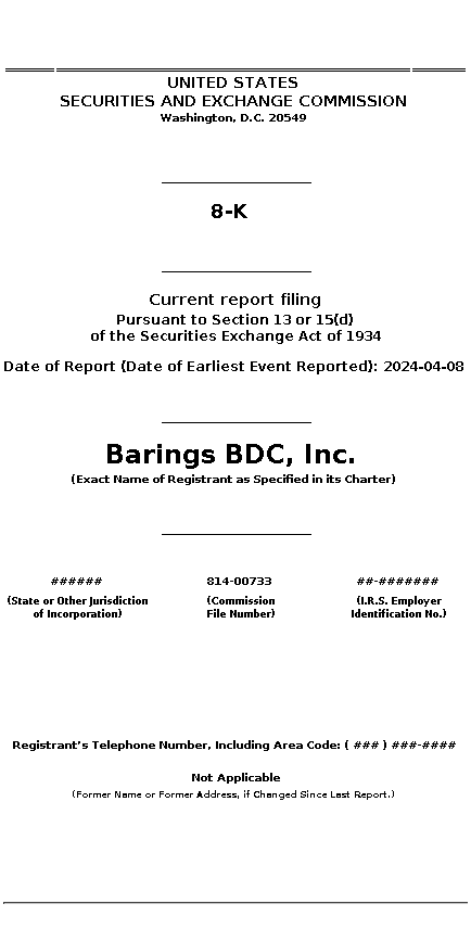 BBDC : 8-K Current report filing