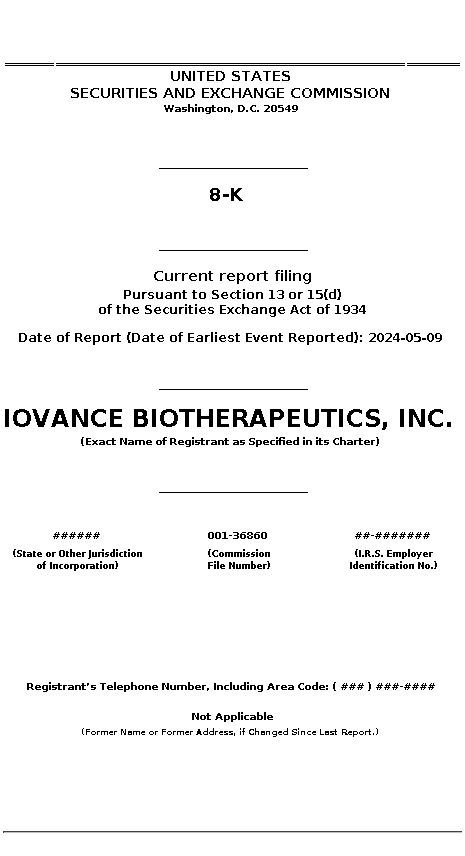 IOVA : 8-K Current report filing