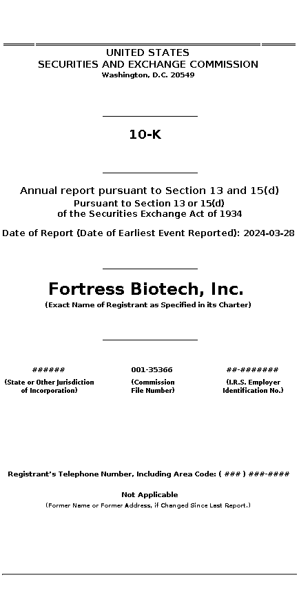 FBIO : 10-K Annual report pursuant to Section 13 and 15(d)