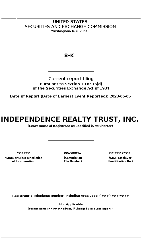 IRT : 8-K Current report filing