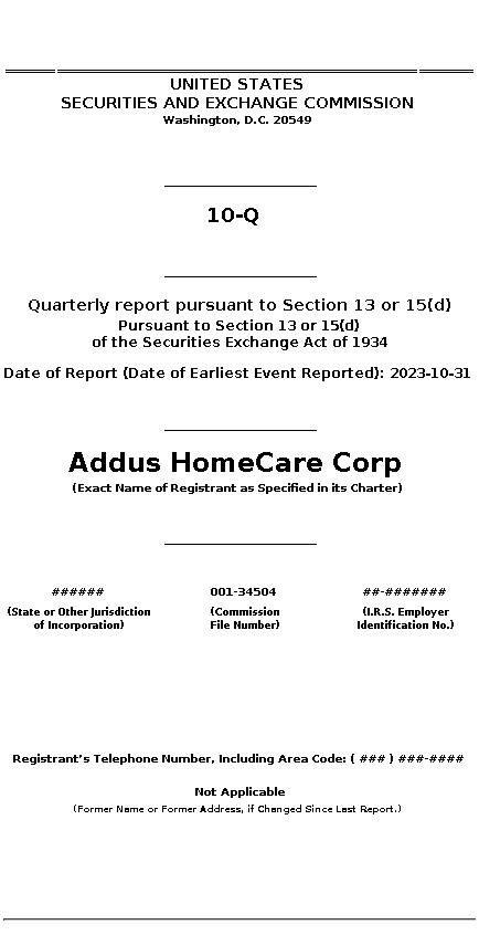 ADUS : 10-Q Quarterly report pursuant to Section 13 or 15(d)