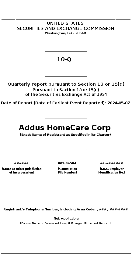 ADUS : 10-Q Quarterly report pursuant to Section 13 or 15(d)