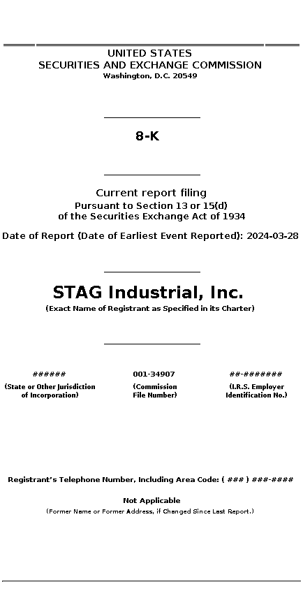 STAG : 8-K Current report filing