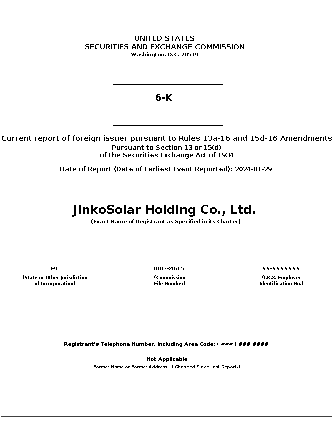 JKS : 6-K Current report of foreign issuer pursuant to Rules 13a-16 and 15d-16 Amendments