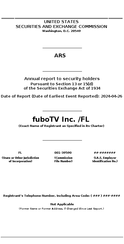 FUBO : ARS Annual report to security holders