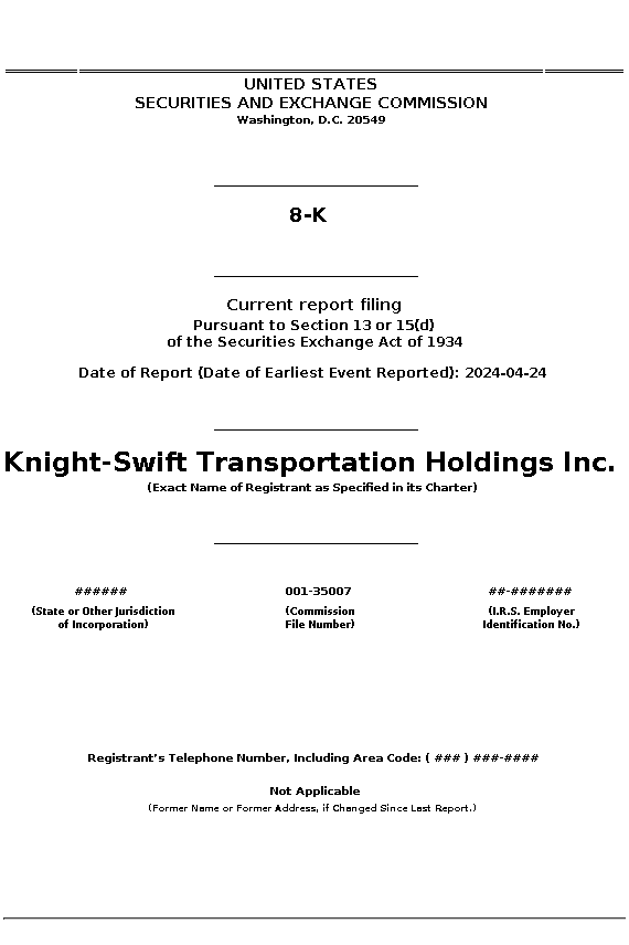 KNX : 8-K Current report filing