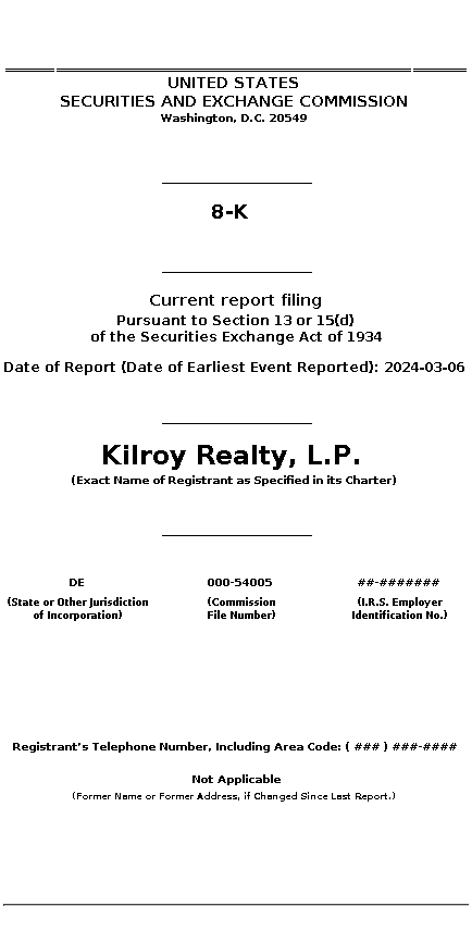 KRC : 8-K Current report filing
