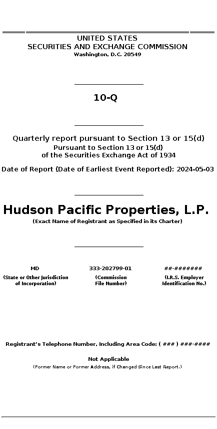 HPP : 10-Q Quarterly report pursuant to Section 13 or 15(d)