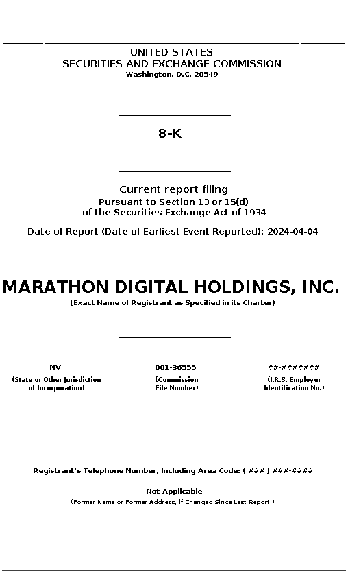 MARA : 8-K Current report filing