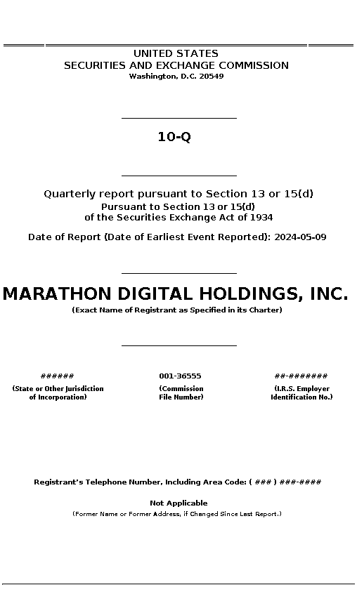 MARA : 10-Q Quarterly report pursuant to Section 13 or 15(d)